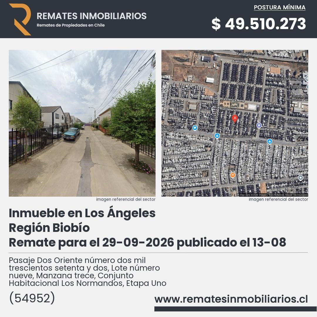 Imagen ficha Pasaje Dos Oriente número dos mil trescientos setenta y dos, Lote número nueve, Manzana trece, Conjunto Habitacional Los Normandos, Etapa Uno
