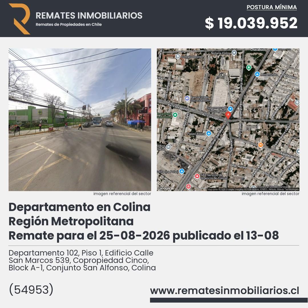 Imagen ficha Departamento 102, Piso 1, Edificio Calle San Marcos 539, Copropiedad Cinco, Block A-1, Conjunto San Alfonso, Colina