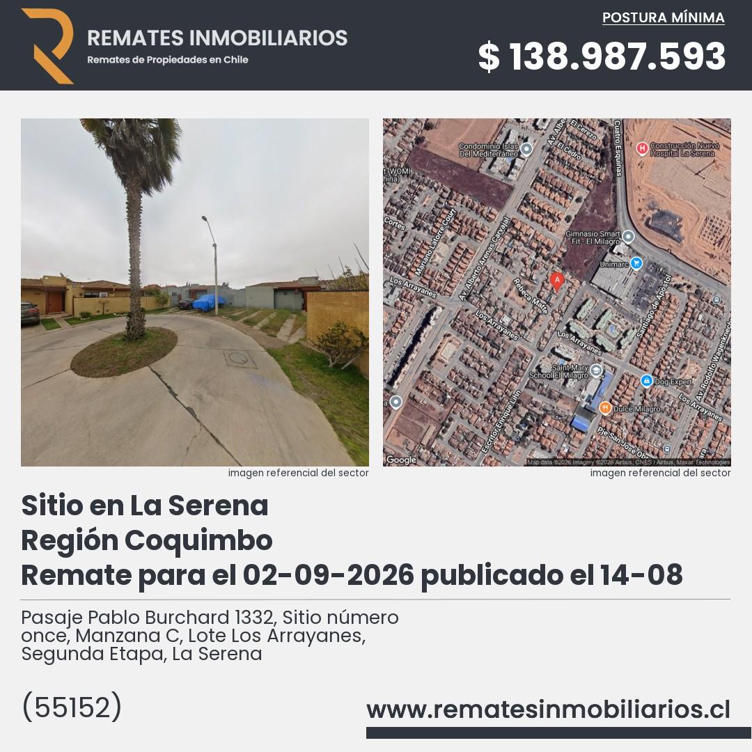 Imagen ficha Pasaje Pablo Burchard 1332, Sitio número once, Manzana C, Lote Los Arrayanes, Segunda Etapa, La Serena
