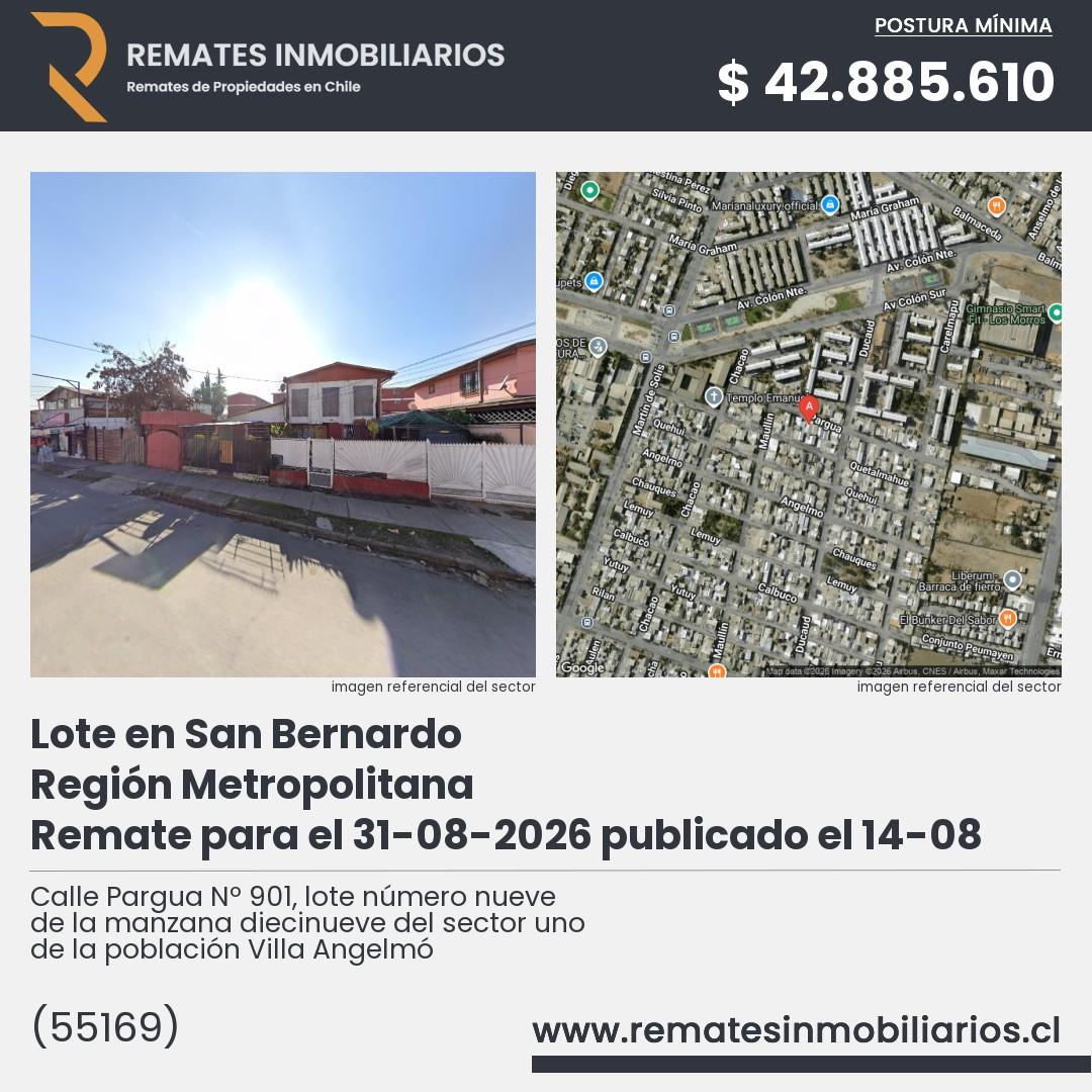 Imagen ficha Calle Pargua Nº 901, lote número nueve de la manzana diecinueve del sector uno de la población Villa Angelmó