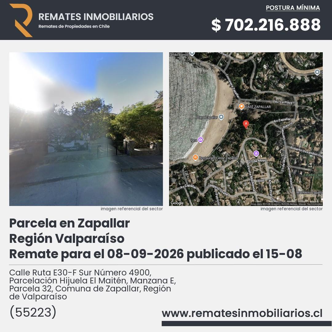 Imagen ficha Calle Ruta E30-F Sur Número 4900, Parcelación Hijuela El Maitén, Manzana E, Parcela 32, Comuna de Zapallar, Región de Valparaíso