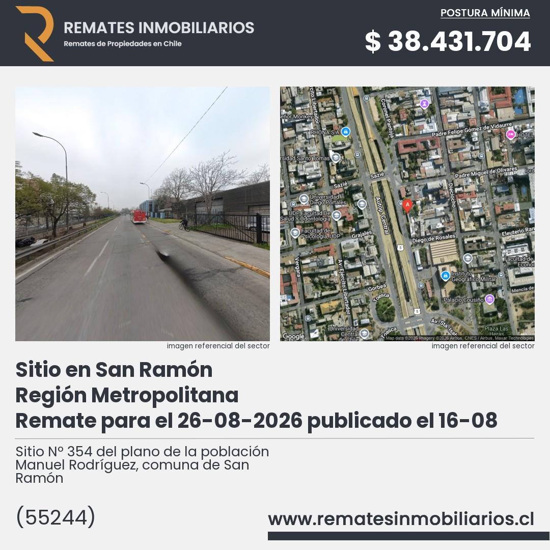 Imagen ficha Sitio Nº 354 del plano de la población Manuel Rodríguez, comuna de San Ramón