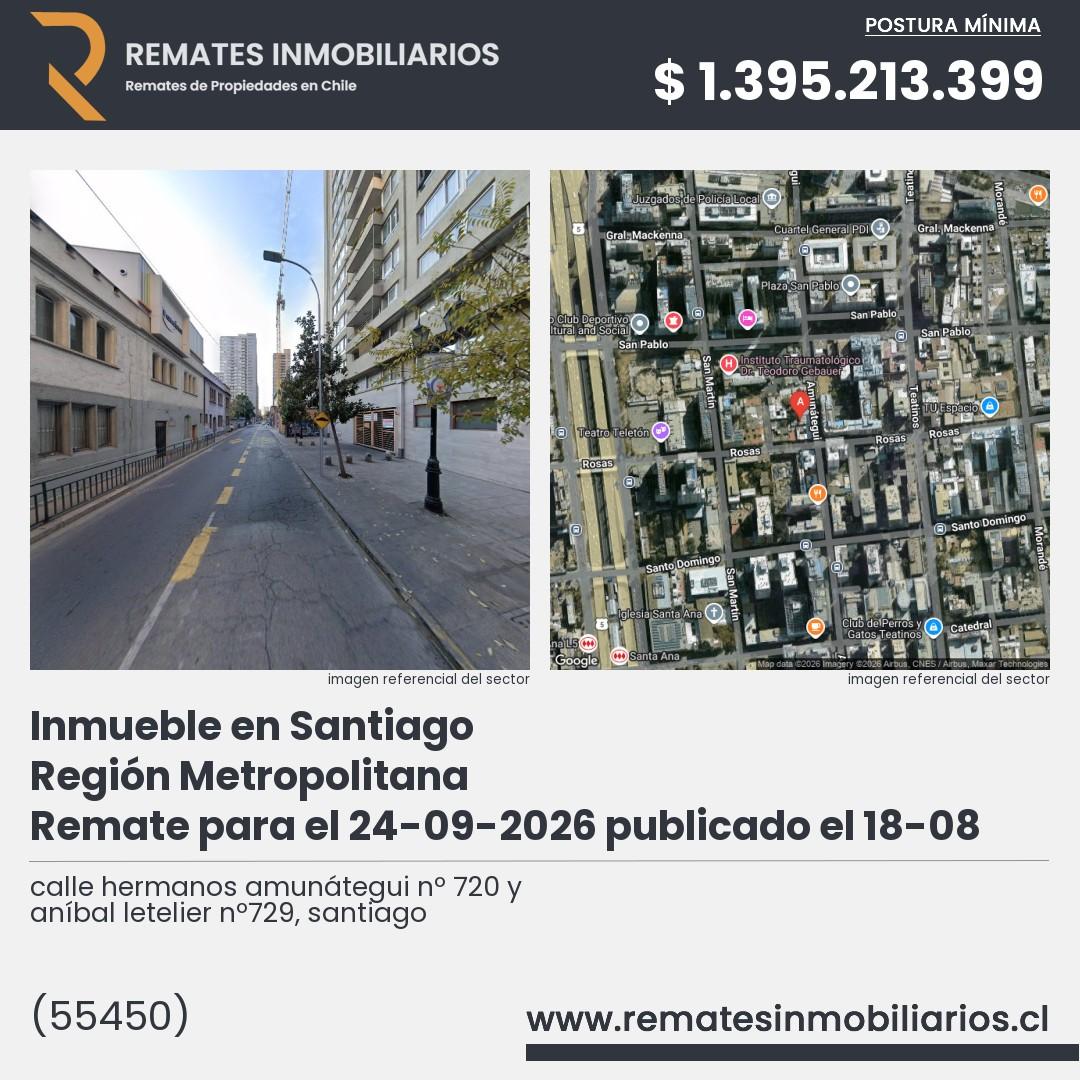 Imagen ficha calle hermanos amunátegui nº 720 y aníbal letelier nº729, santiago