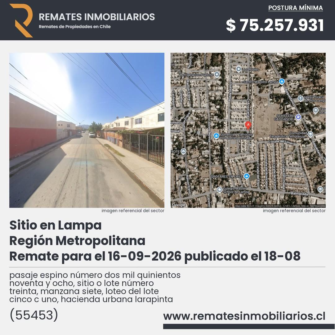 Imagen ficha pasaje espino número dos mil quinientos noventa y ocho, sitio o lote número treinta, manzana siete, loteo del lote cinco c uno, hacienda urbana larapinta