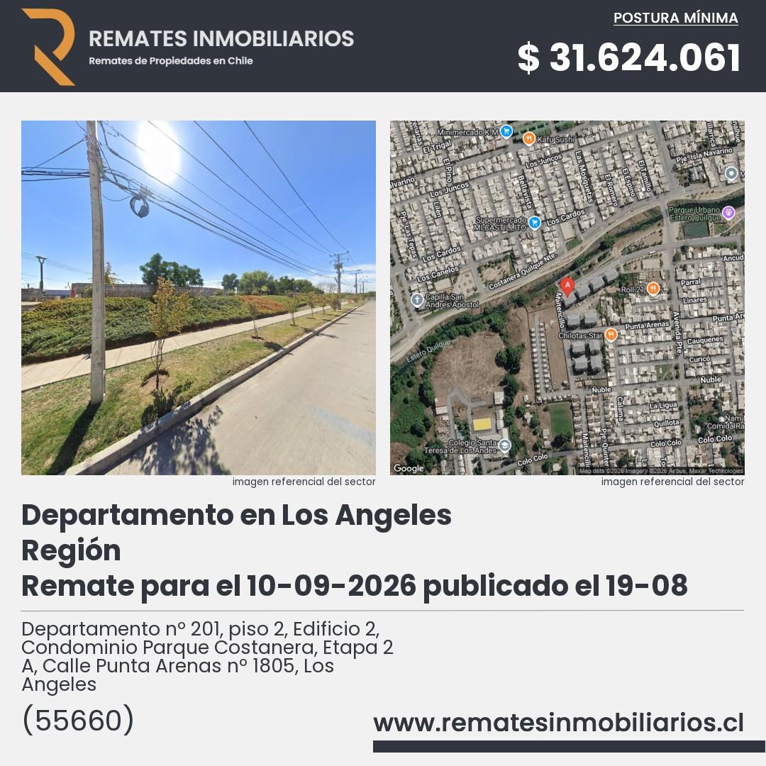 Imagen ficha Departamento nº 201, piso 2, Edificio 2, Condominio Parque Costanera, Etapa 2 A, Calle Punta Arenas nº 1805, Los Angeles
