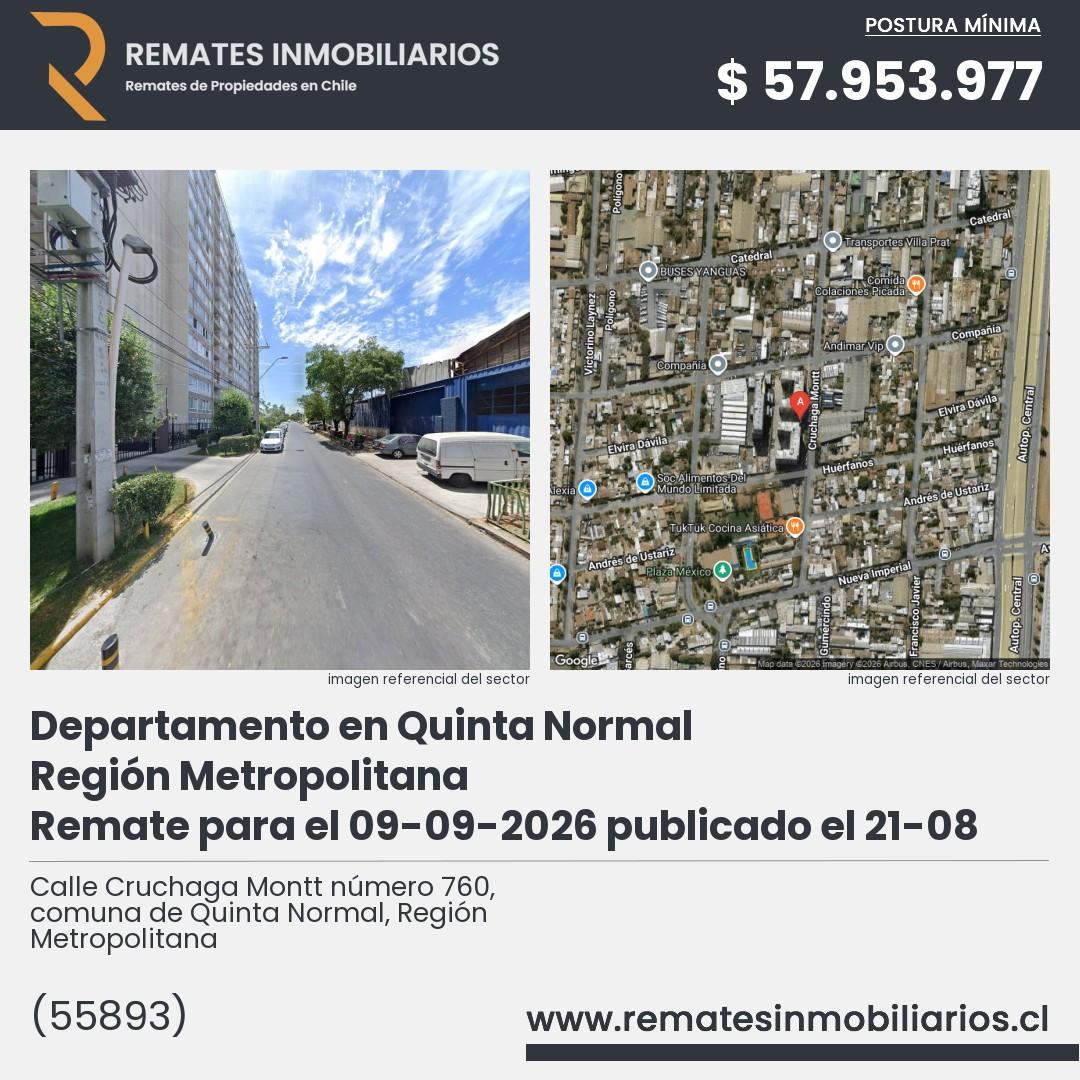 Imagen ficha Calle Cruchaga Montt número 760, comuna de Quinta Normal, Región Metropolitana