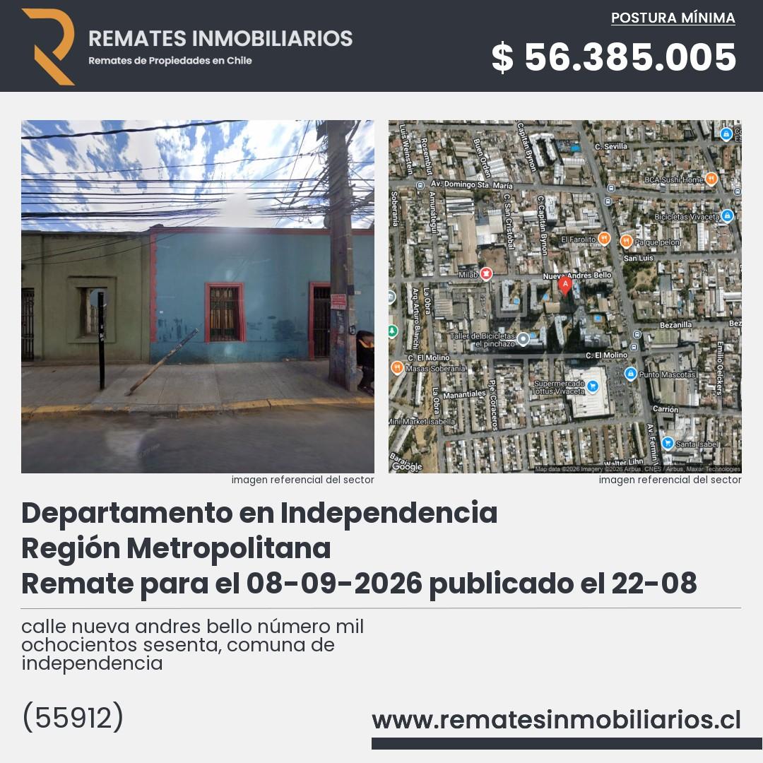 Imagen ficha calle nueva andres bello número mil ochocientos sesenta, comuna de independencia