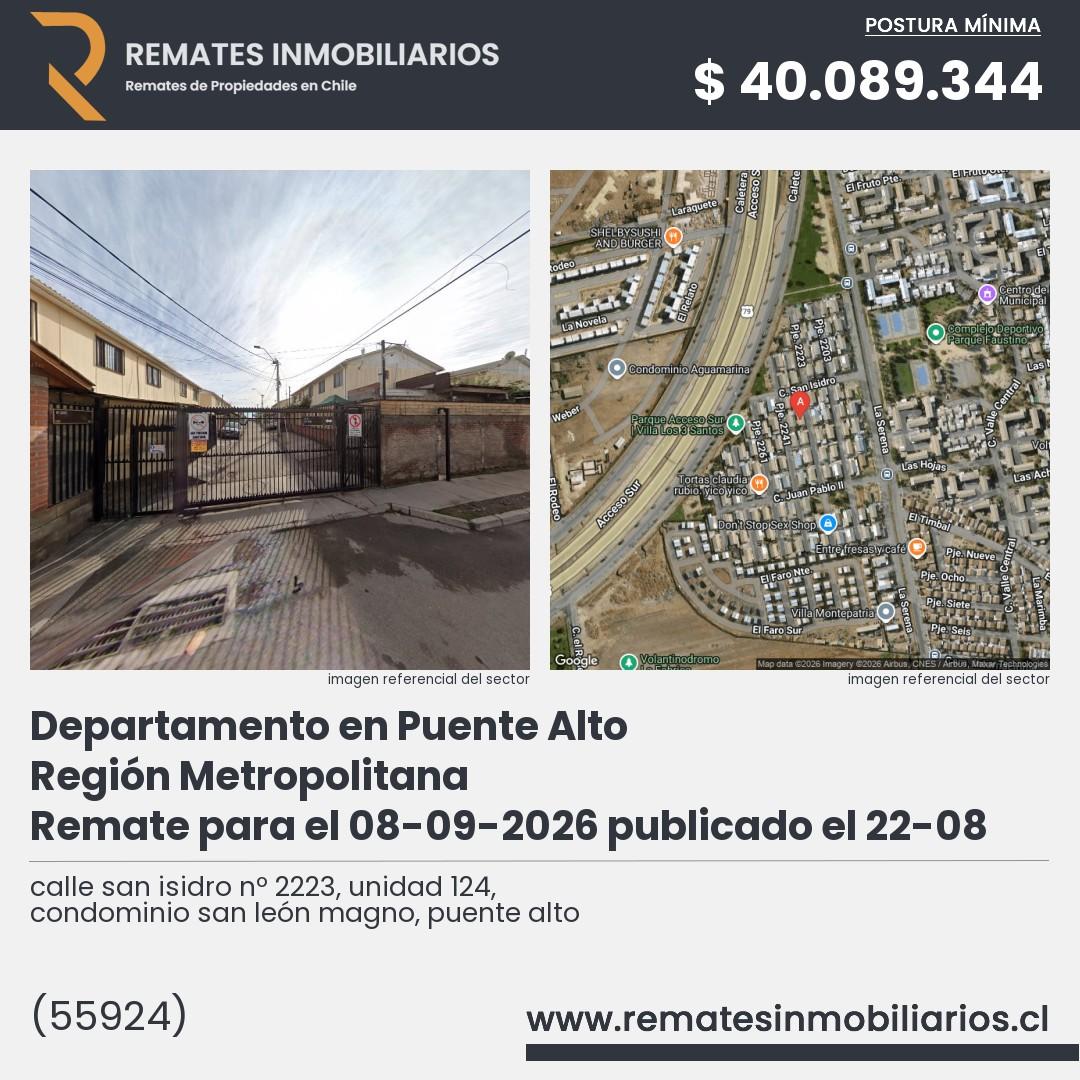 Imagen ficha calle san isidro nº 2223, unidad 124, condominio san león magno, puente alto