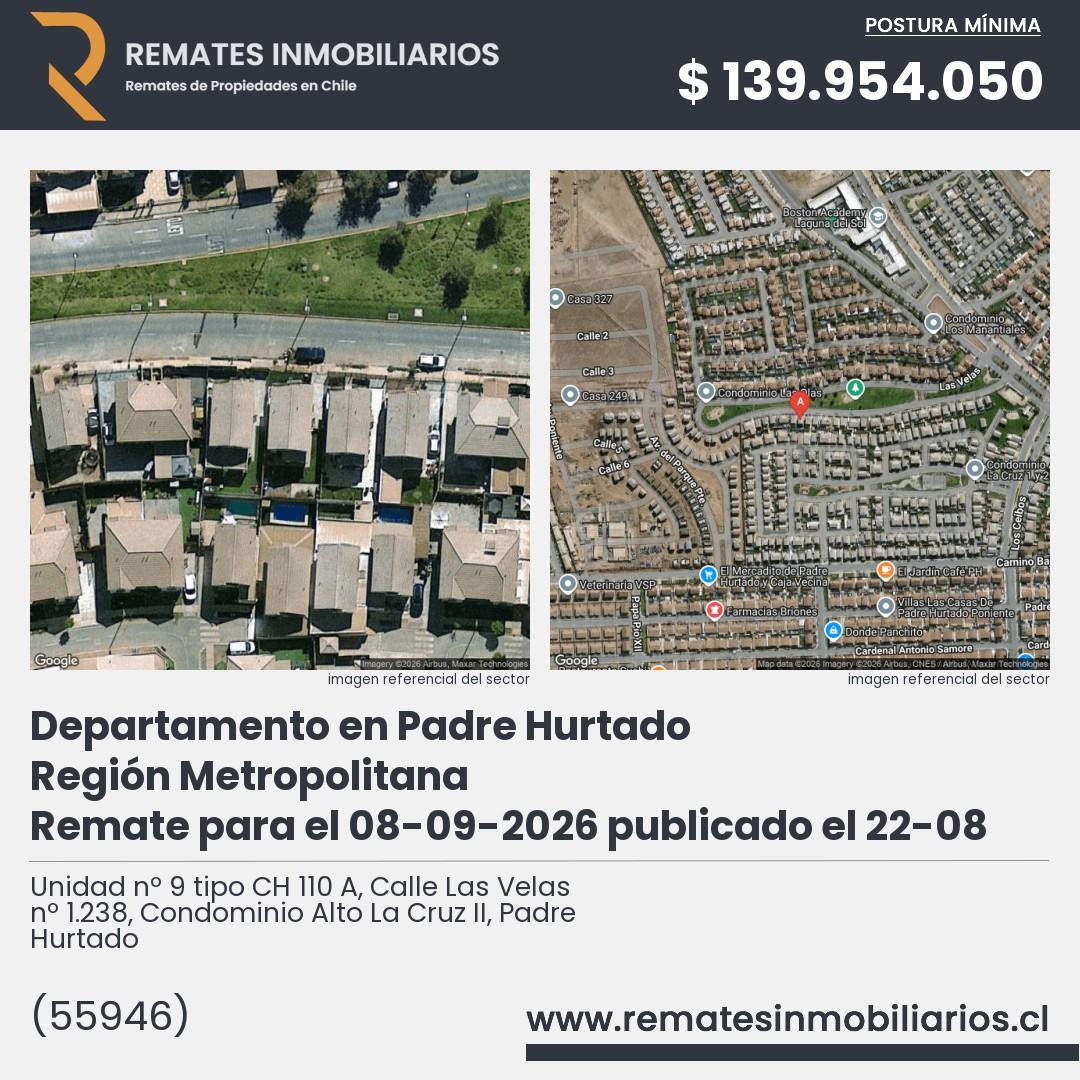 Imagen ficha Unidad nº 9 tipo CH 110 A, Calle Las Velas nº 1.238, Condominio Alto La Cruz II, Padre Hurtado