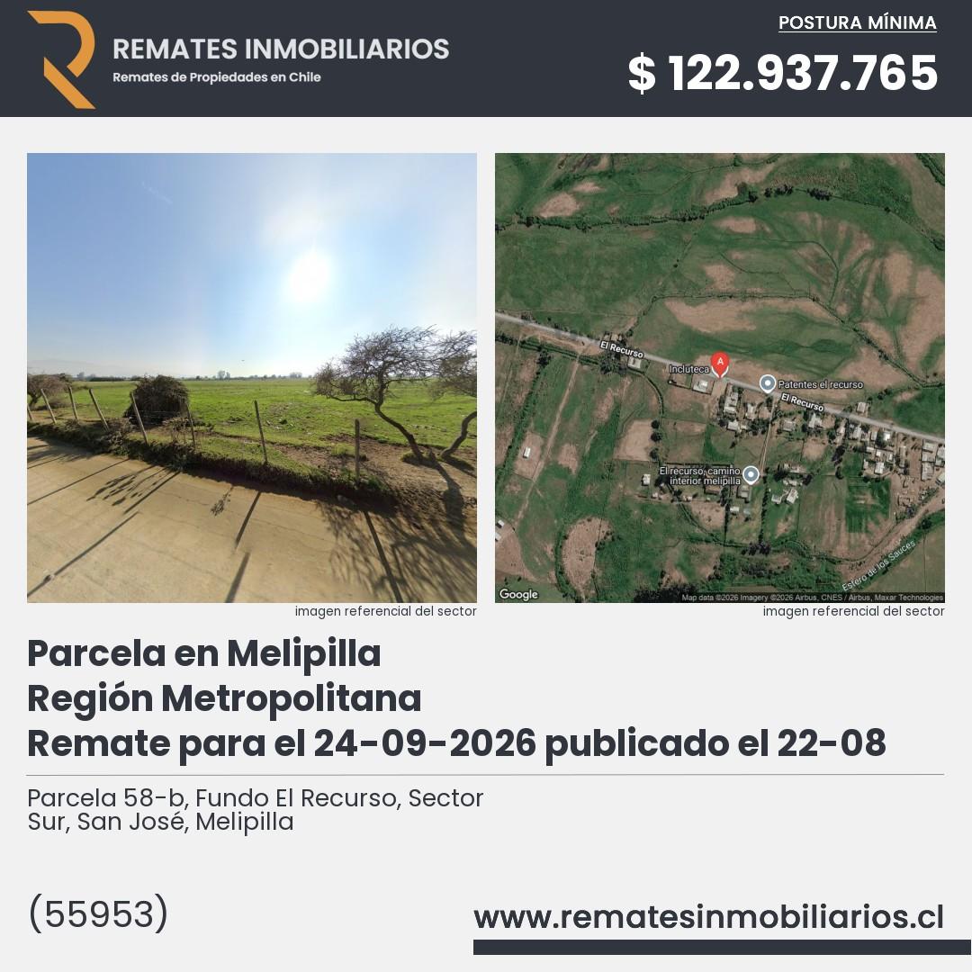 Imagen ficha Parcela 58-b, Fundo El Recurso, Sector Sur, San José, Melipilla