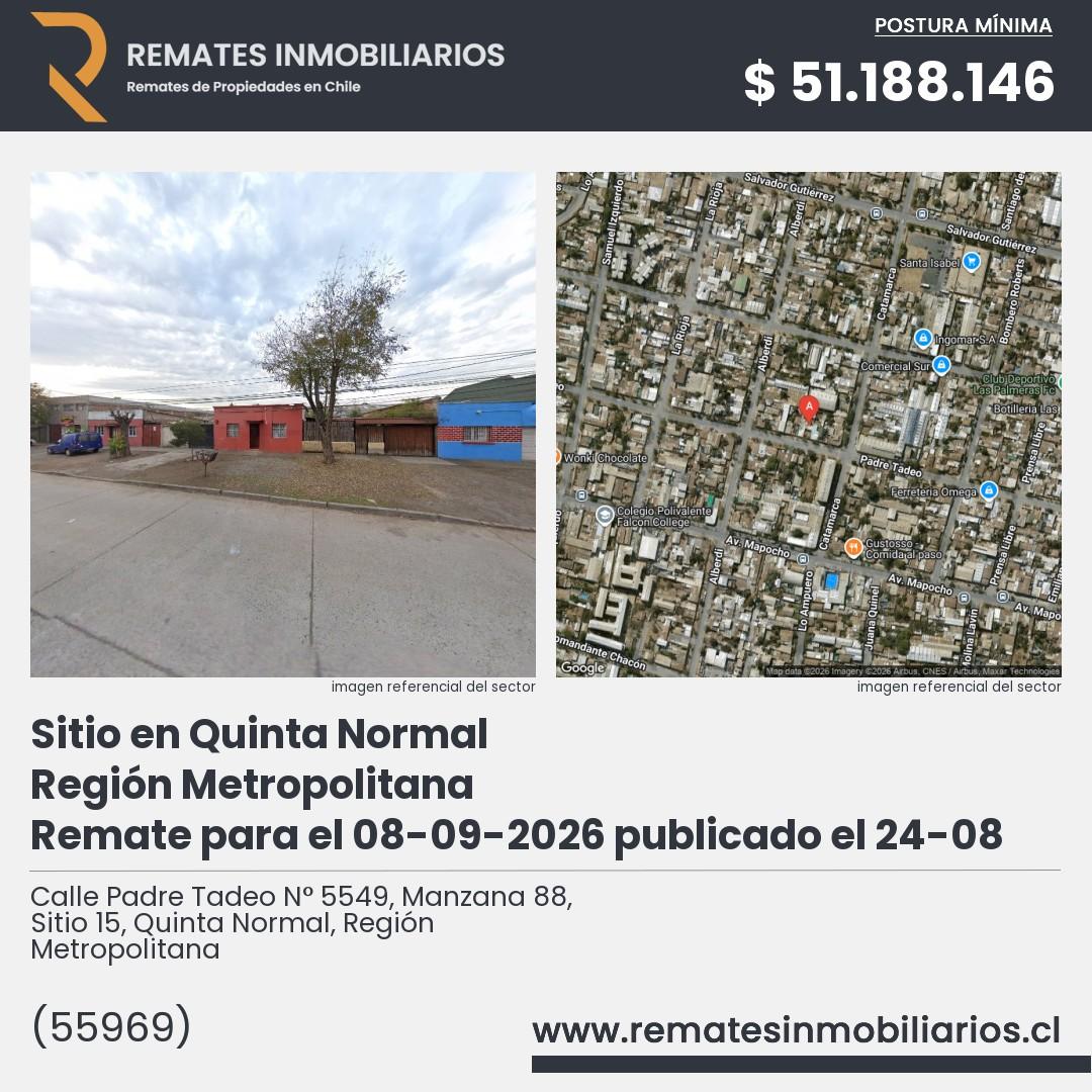 Imagen ficha Calle Padre Tadeo N° 5549, Manzana 88, Sitio 15, Quinta Normal, Región Metropolitana