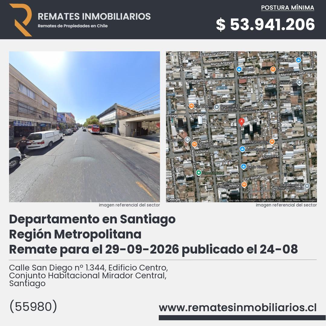 Imagen ficha Calle San Diego nº 1.344, Edificio Centro, Conjunto Habitacional Mirador Central, Santiago