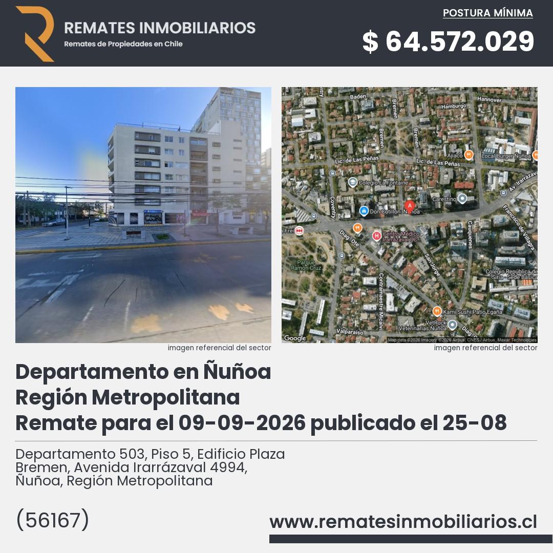 Imagen ficha Departamento 503, Piso 5, Edificio Plaza Bremen, Avenida Irarrázaval 4994, Ñuñoa, Región Metropolitana