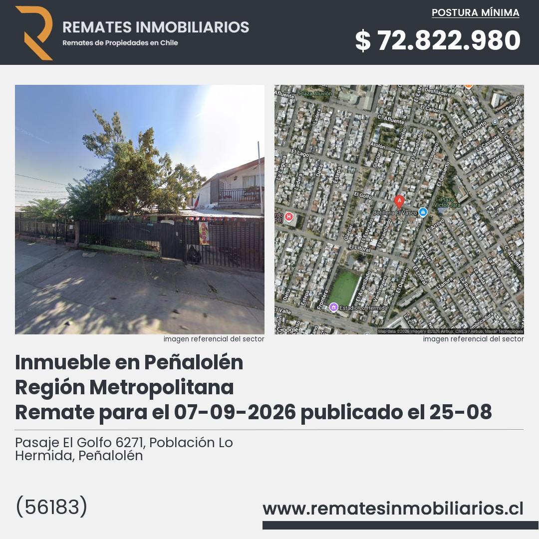 Imagen ficha Pasaje El Golfo 6271, Población Lo Hermida, Peñalolén