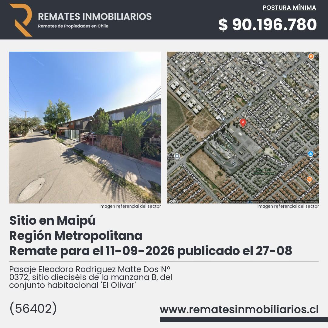 Imagen ficha Pasaje Eleodoro Rodríguez Matte Dos Nº 0372, sitio dieciséis de la manzana B, del conjunto habitacional