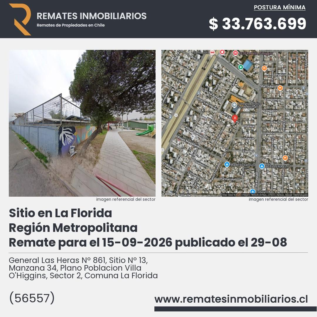Imagen ficha General Las Heras Nº 861, Sitio Nº 13, Manzana 34, Plano Poblacion Villa O