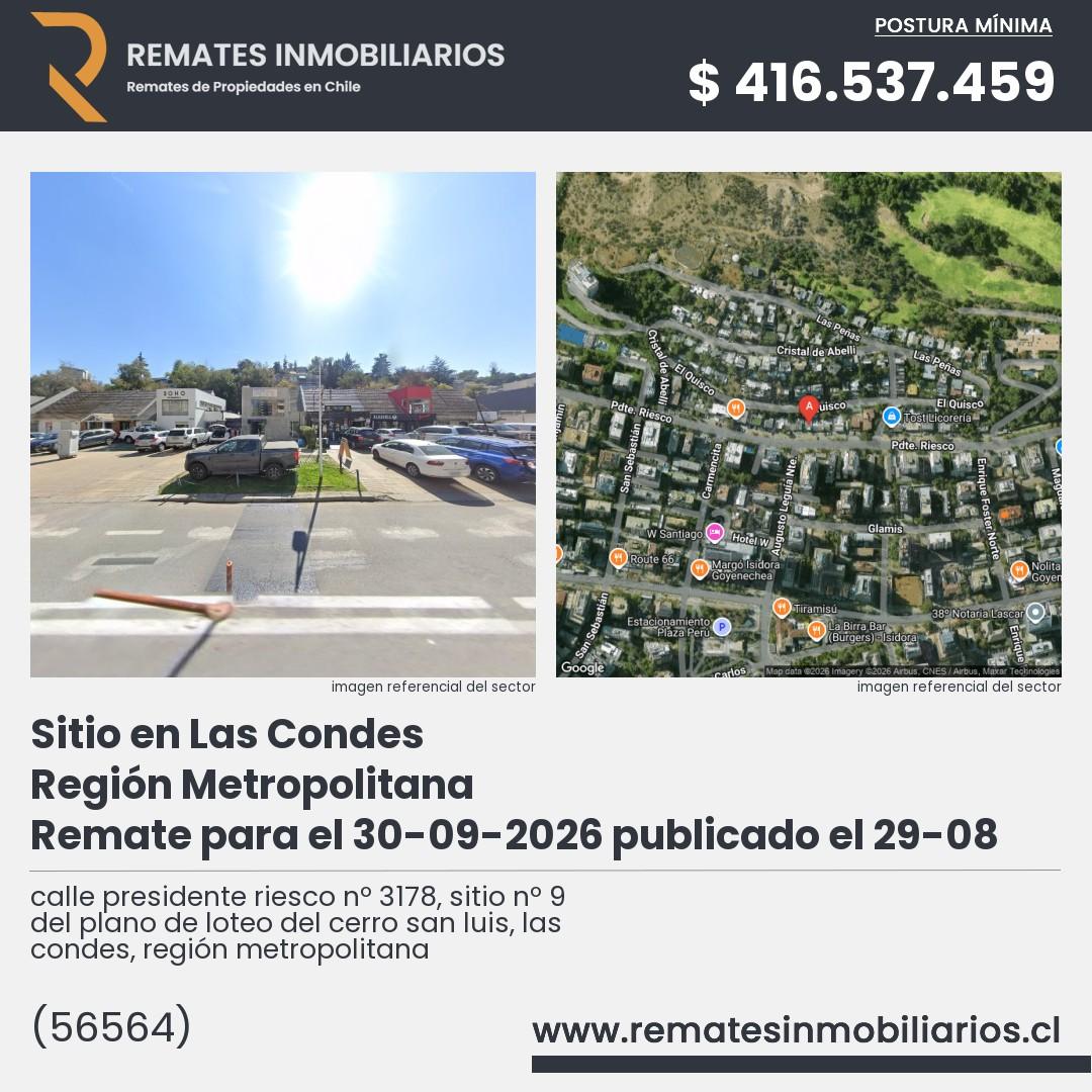 Imagen ficha calle presidente riesco nº 3178, sitio nº 9 del plano de loteo del cerro san luis, las condes, región metropolitana