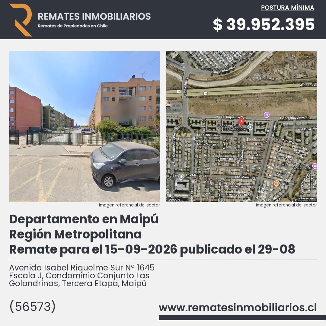 Imagen ficha Avenida Isabel Riquelme Sur Nº 1645 Escala J, Condominio Conjunto Las Golondrinas, Tercera Etapa, Maipú