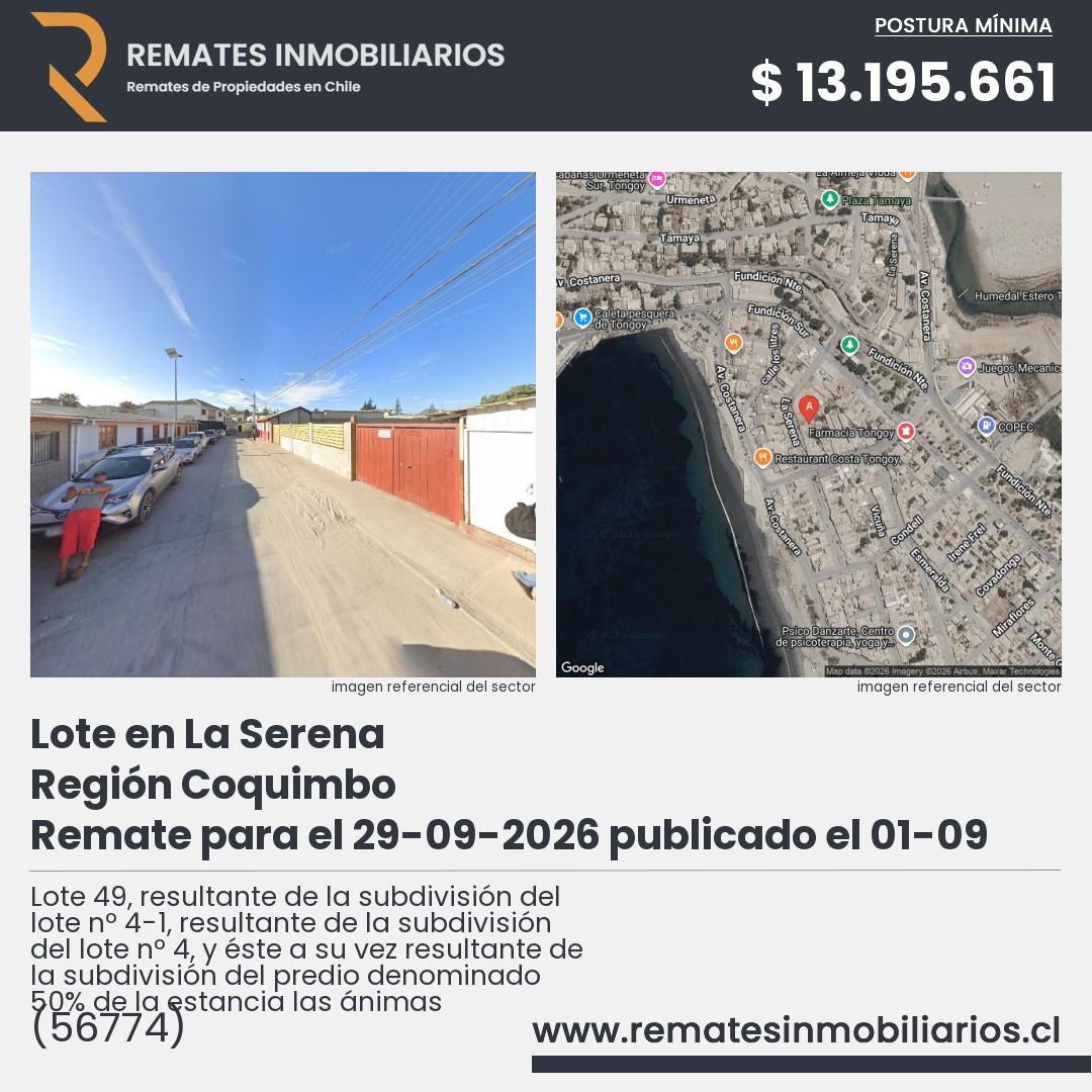 Imagen ficha Lote 49, resultante de la subdivisión del lote nº 4-1, resultante de la subdivisión del lote nº 4, y éste a su vez resultante de la subdivisión del predio denominado 50% de la estancia las ánimas