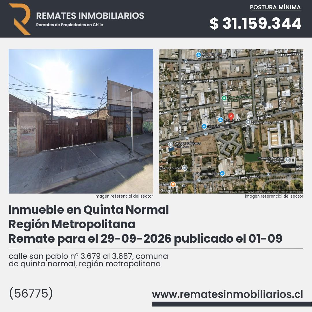 Imagen ficha calle san pablo nº 3.679 al 3.687, comuna de quinta normal, región metropolitana