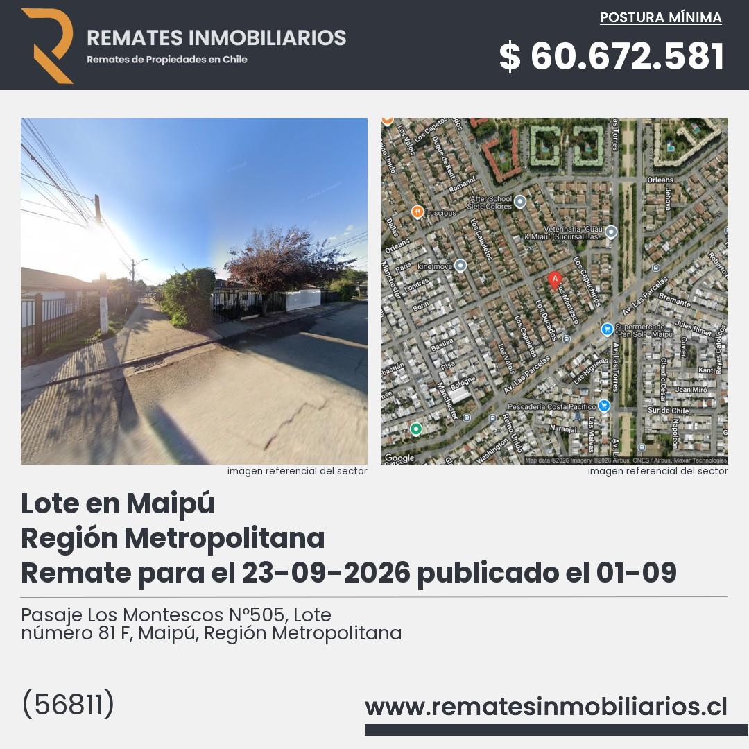 Imagen ficha Pasaje Los Montescos N°505, Lote número 81 F, Maipú, Región Metropolitana
