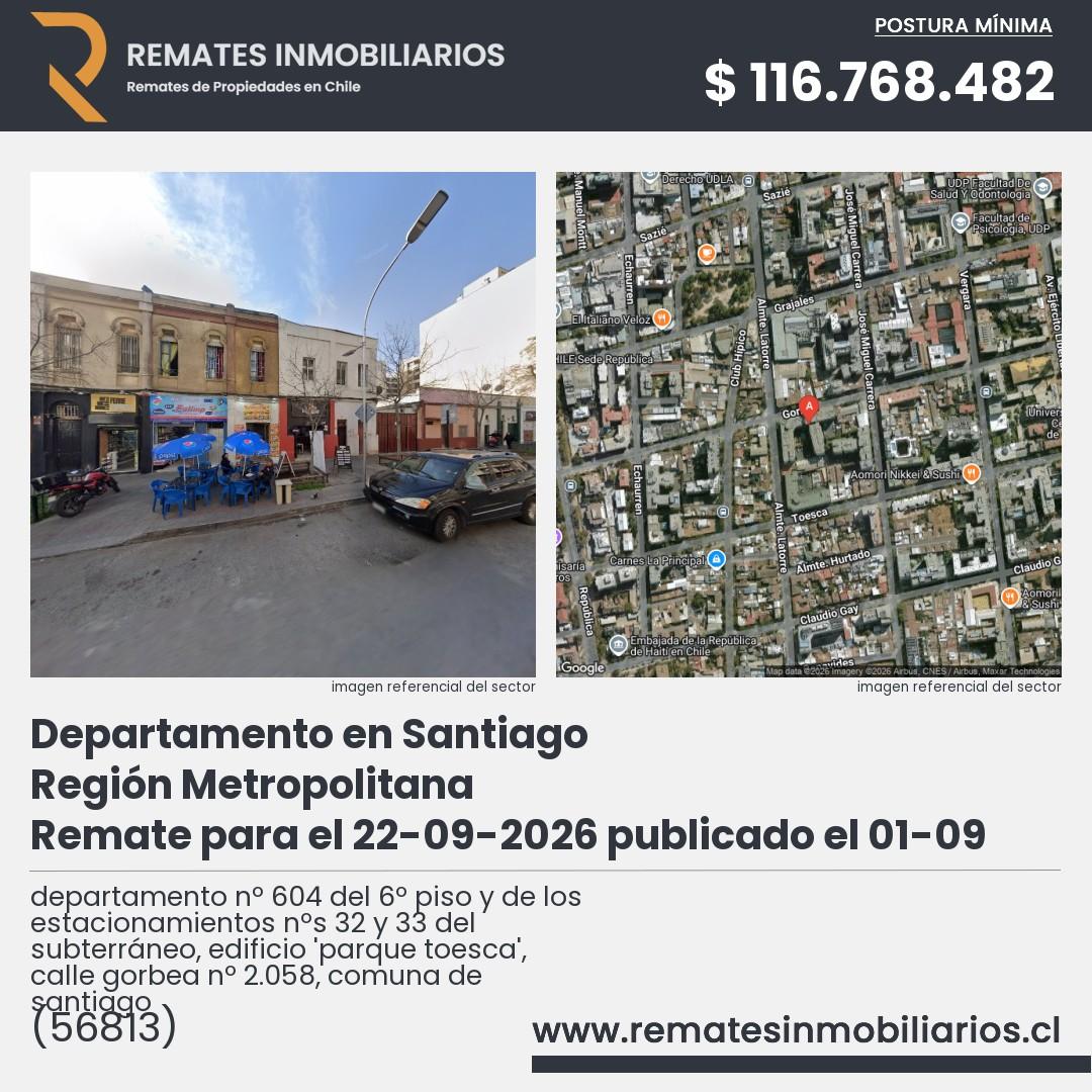 Imagen ficha departamento nº 604 del 6º piso y de los estacionamientos nºs 32 y 33 del subterráneo, edificio