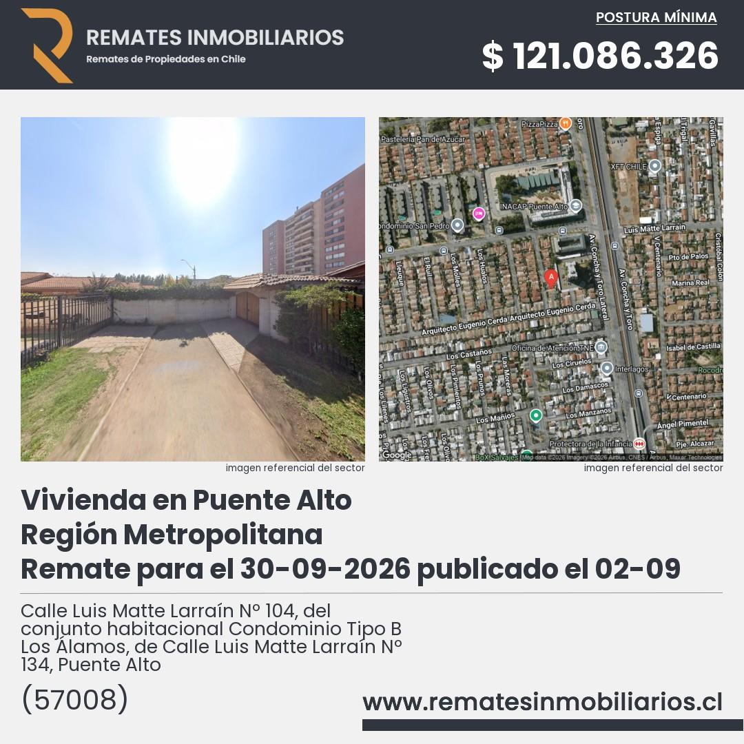 Imagen ficha Calle Luis Matte Larraín Nº 104, del conjunto habitacional Condominio Tipo B Los Álamos, de Calle Luis Matte Larraín Nº 134, Puente Alto