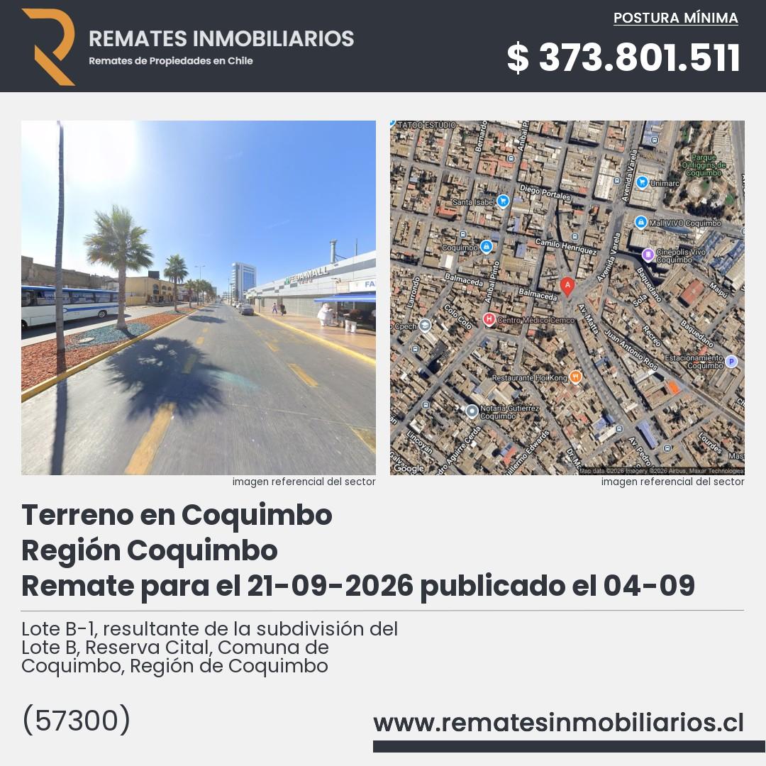 Imagen ficha Lote B-1, resultante de la subdivisión del Lote B, Reserva Cital, Comuna de Coquimbo, Región de Coquimbo