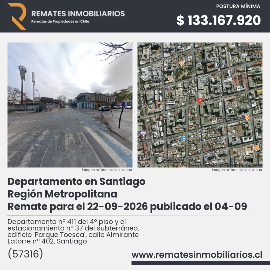 Imagen ficha Departamento nº 411 del 4º piso y el estacionamiento nº 37 del subterráneo, edificio