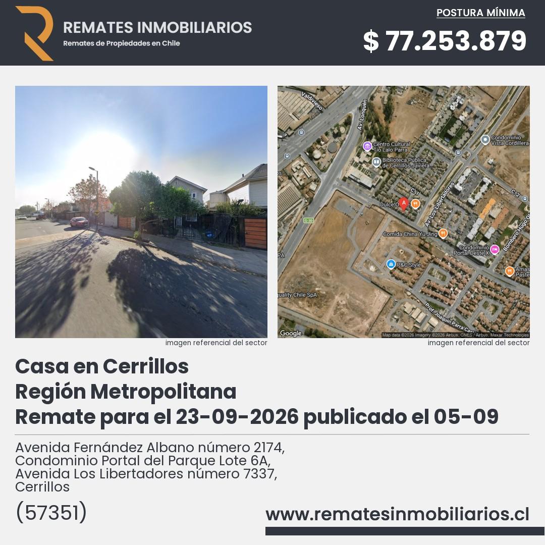 Imagen ficha Avenida Fernández Albano número 2174, Condominio Portal del Parque Lote 6A, Avenida Los Libertadores número 7337, Cerrillos