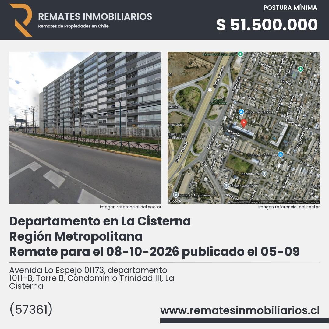 Imagen ficha Avenida Lo Espejo 01173, departamento 1011-B, Torre B, Condominio Trinidad III, La Cisterna