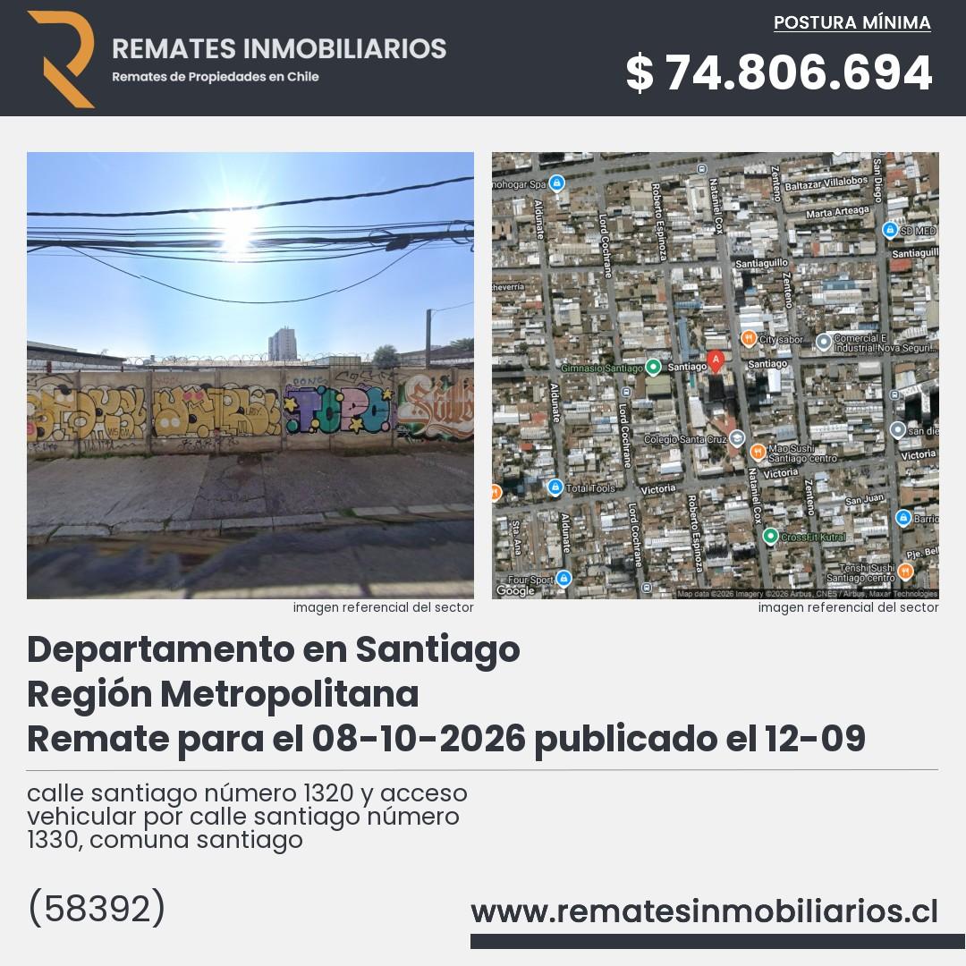 Imagen ficha calle santiago número 1320 y acceso vehicular por calle santiago número 1330, comuna santiago
