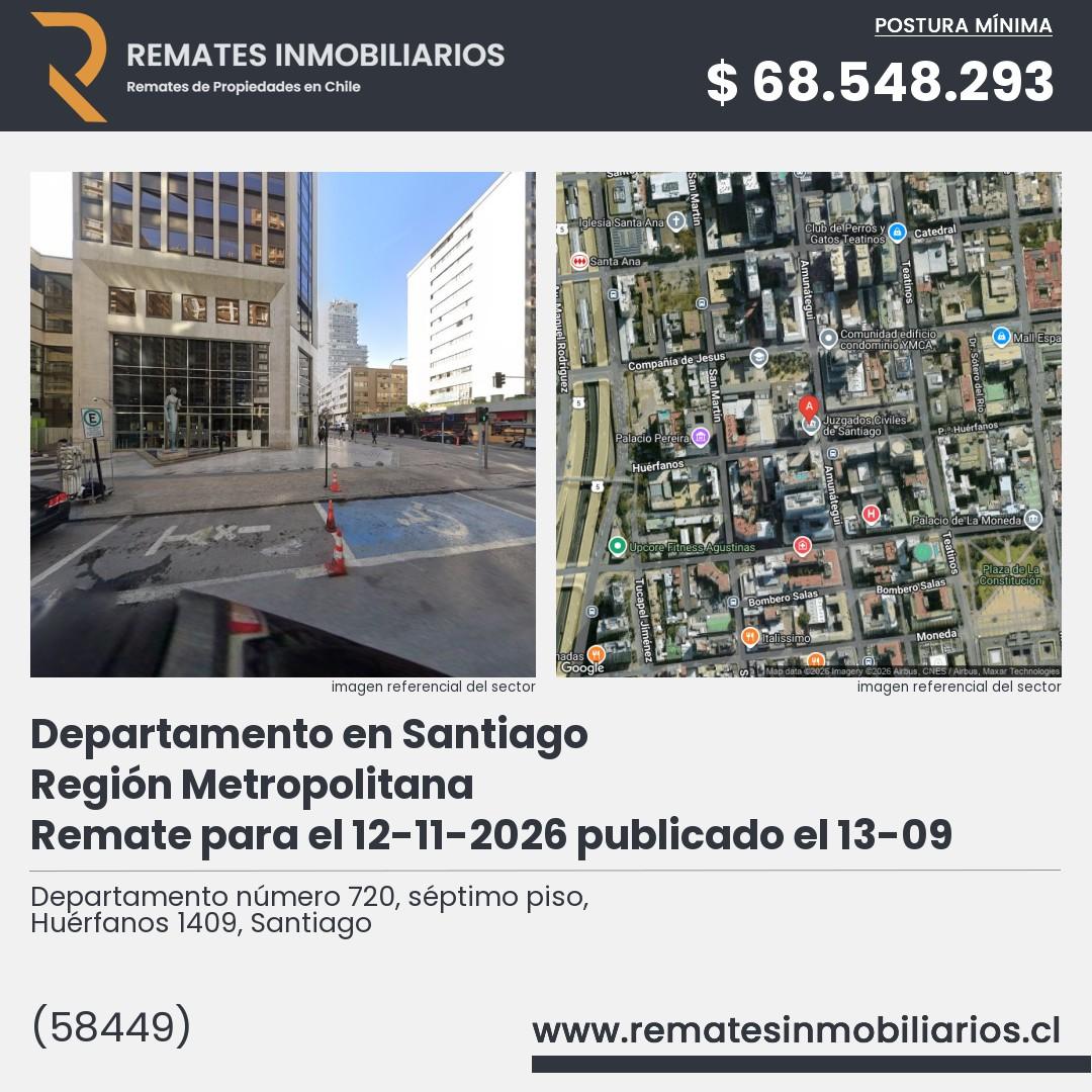 Imagen ficha Departamento número 720, séptimo piso, Huérfanos 1409, Santiago