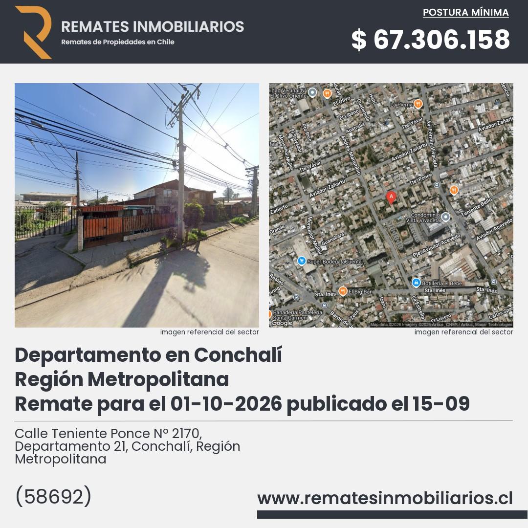 Imagen ficha Calle Teniente Ponce Nº 2170, Departamento 21, Conchalí, Región Metropolitana