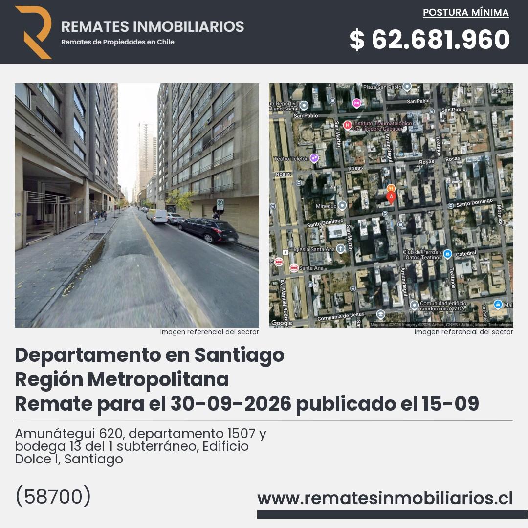 Imagen ficha Amunátegui 620, departamento 1507 y bodega 13 del 1 subterráneo, Edificio Dolce I, Santiago