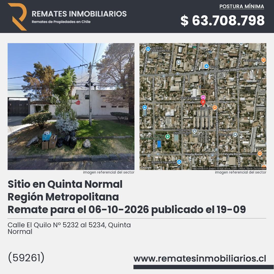 Imagen ficha Calle El Quilo Nº 5232 al 5234, Quinta Normal