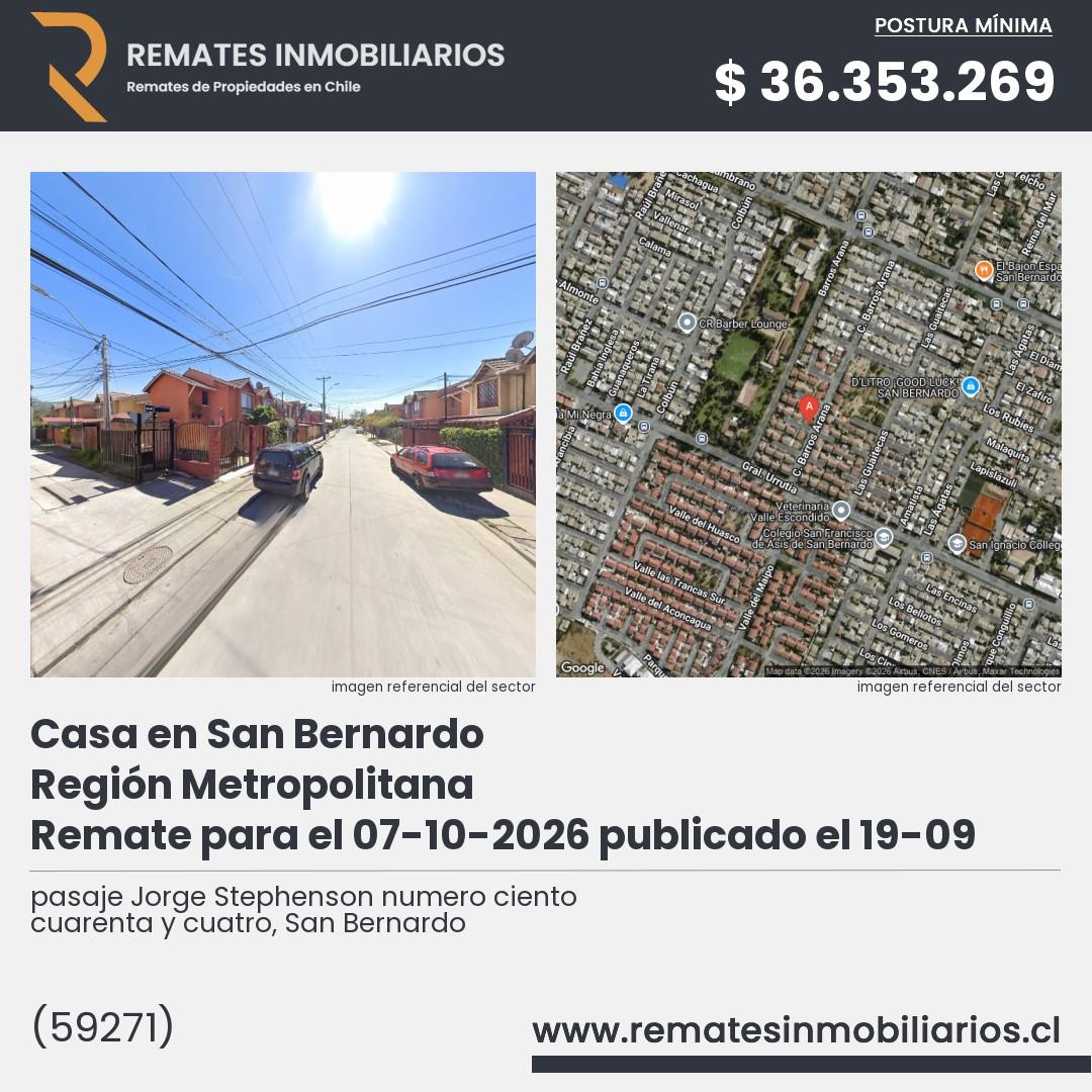 Imagen ficha pasaje Jorge Stephenson numero ciento cuarenta y cuatro, San Bernardo