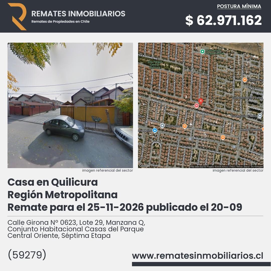 Imagen ficha Calle Girona Nº 0623, Lote 29, Manzana Q, Conjunto Habitacional Casas del Parque Central Oriente, Séptima Etapa