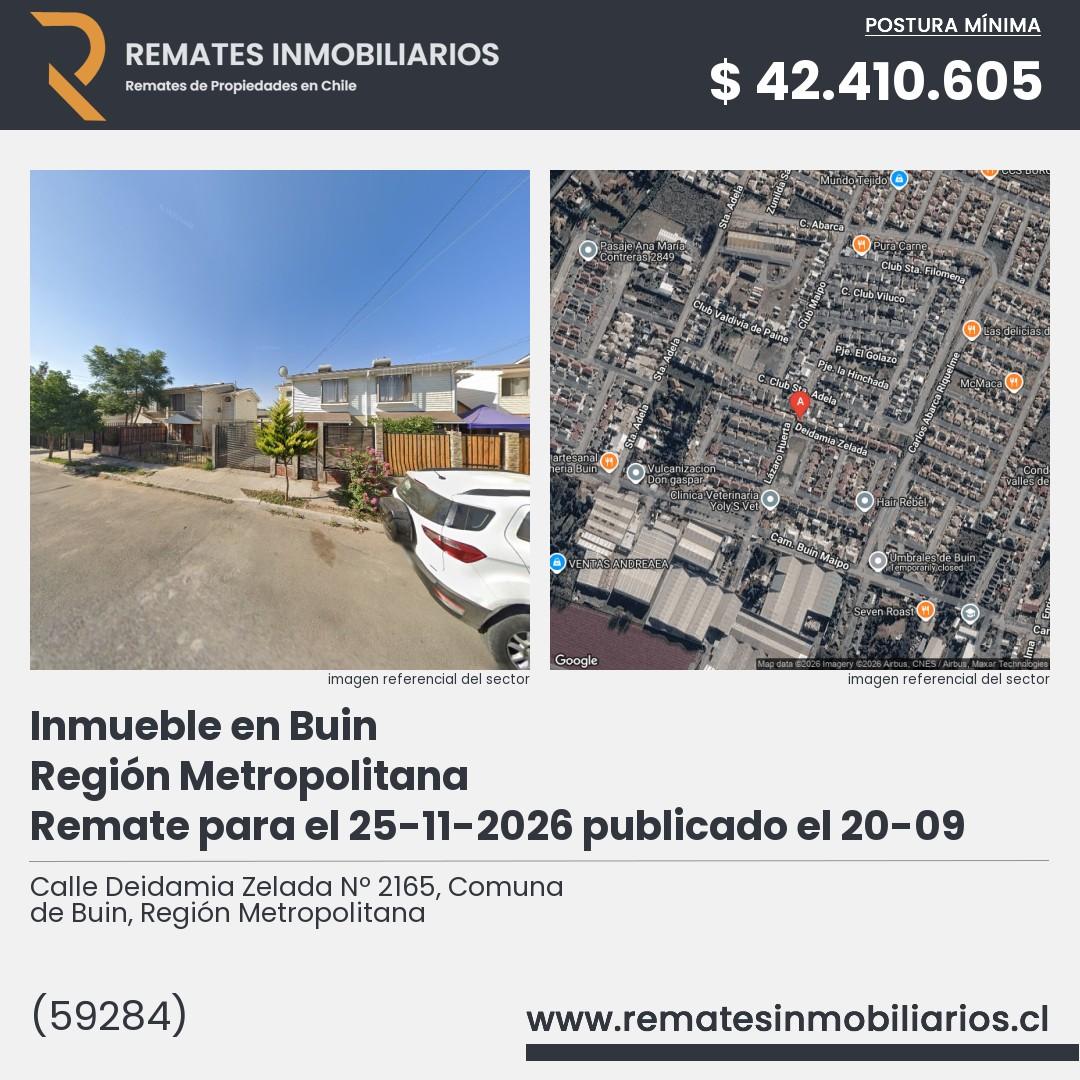 Imagen ficha Calle Deidamia Zelada Nº 2165, Comuna de Buin, Región Metropolitana