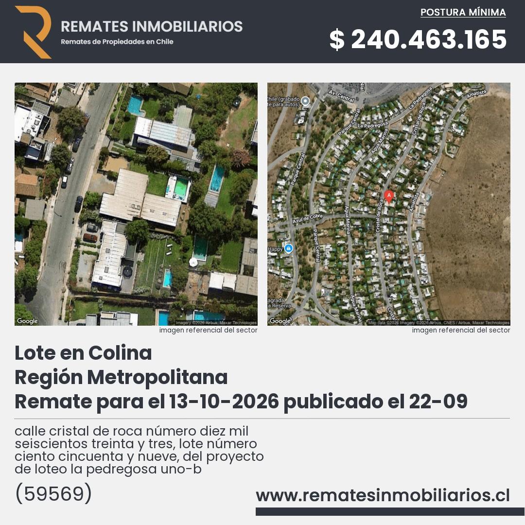 Imagen ficha calle cristal de roca número diez mil seiscientos treinta y tres, lote número ciento cincuenta y nueve, del proyecto de loteo la pedregosa uno-b