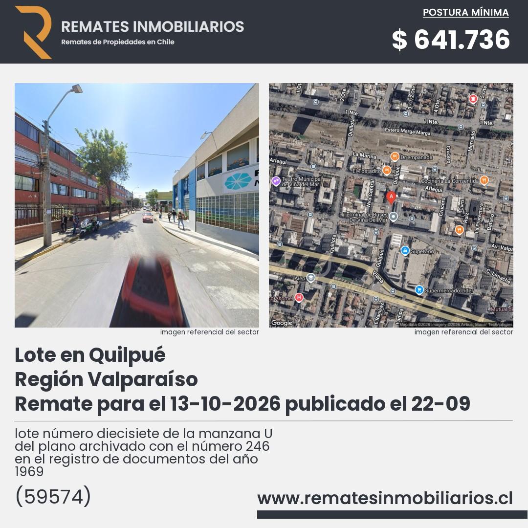 Imagen ficha lote número diecisiete de la manzana U del plano archivado con el número 246 en el registro de documentos del año 1969
