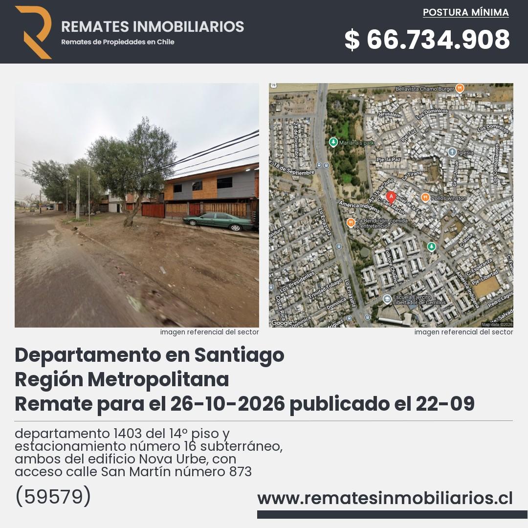 Imagen ficha departamento 1403 del 14º piso y estacionamiento número 16 subterráneo, ambos del edificio Nova Urbe, con acceso calle San Martín número 873