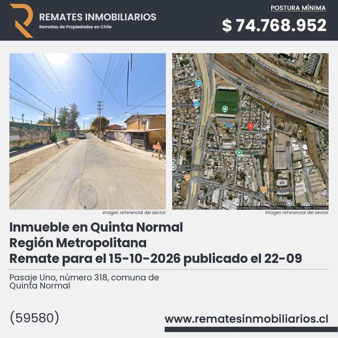 Imagen ficha Pasaje Uno, número 318, comuna de Quinta Normal