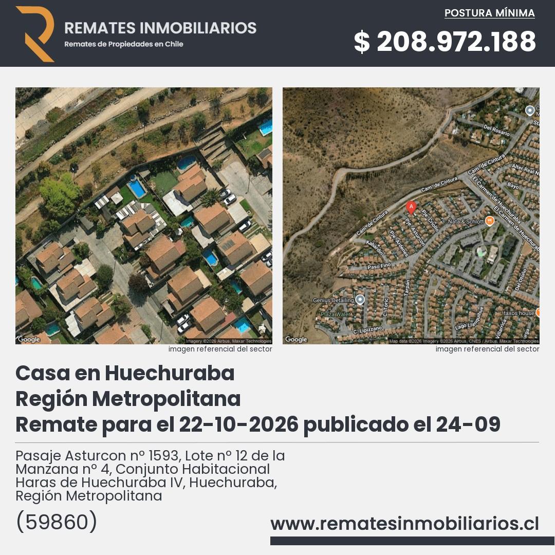 Imagen ficha Pasaje Asturcon nº 1593, Lote nº 12 de la Manzana nº 4, Conjunto Habitacional Haras de Huechuraba IV, Huechuraba, Región Metropolitana