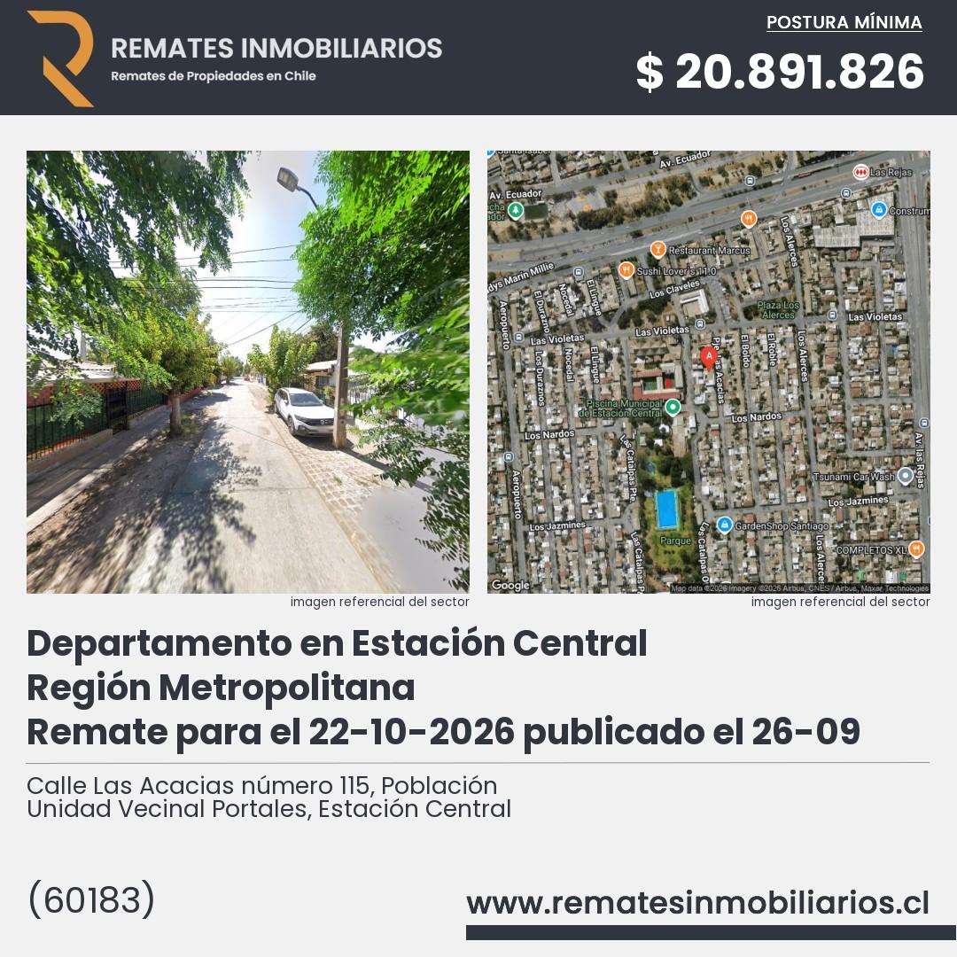 Imagen ficha Calle Las Acacias número 115, Población Unidad Vecinal Portales, Estación Central