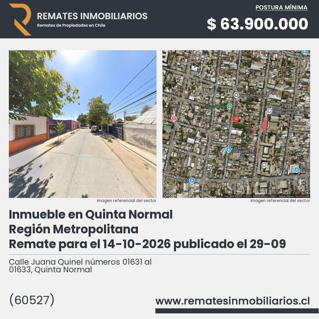 Imagen ficha Calle Juana Quinel números 01631 al 01633, Quinta Normal