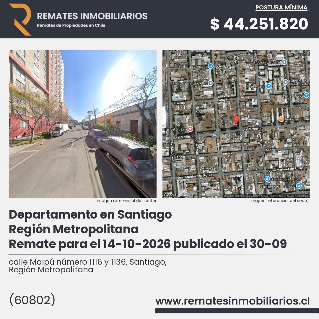 Imagen ficha calle Maipú número 1116 y 1136, Santiago, Región Metropolitana