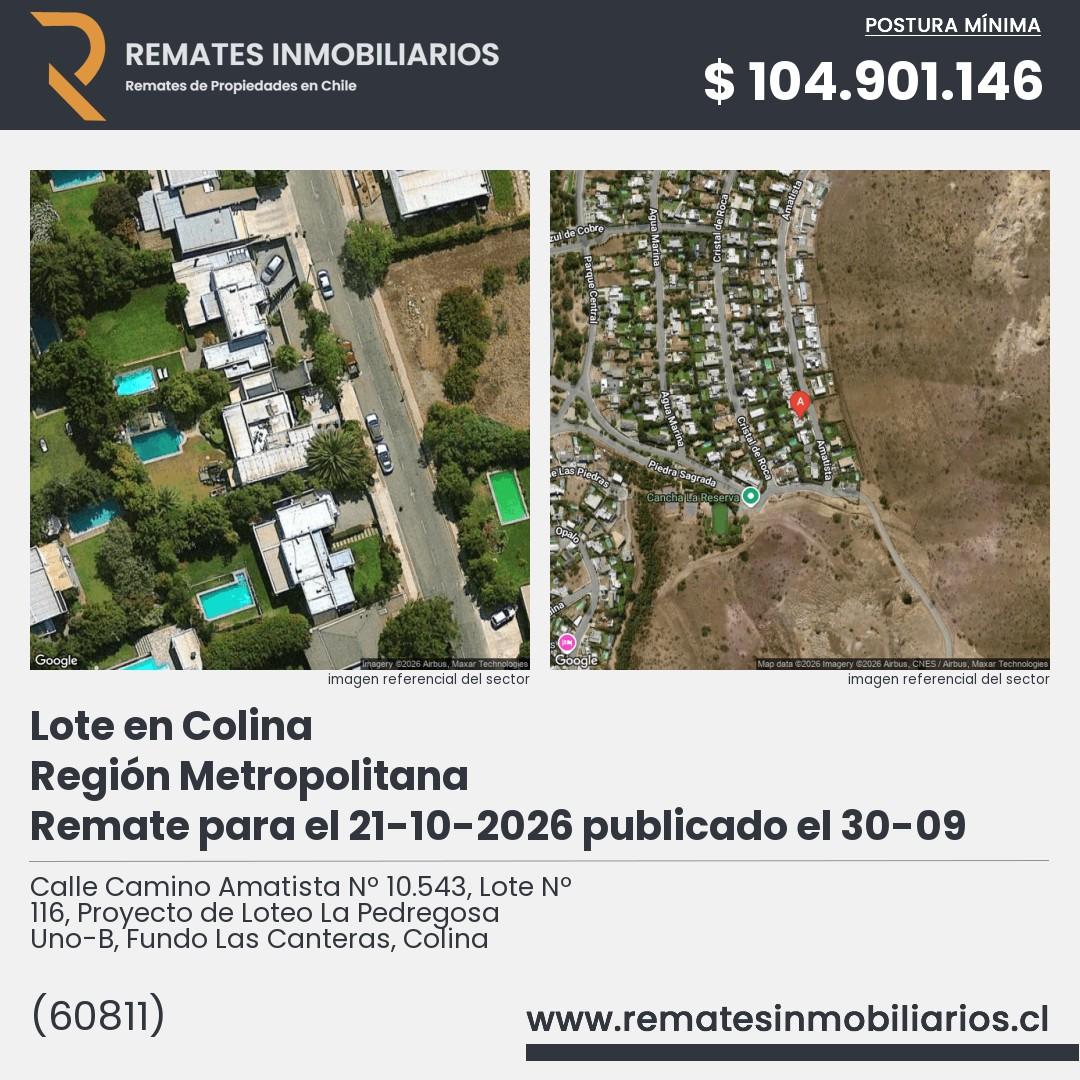 Imagen ficha Calle Camino Amatista Nº 10.543, Lote Nº 116, Proyecto de Loteo La Pedregosa Uno-B, Fundo Las Canteras, Colina