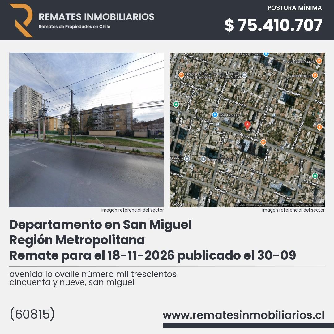 Imagen ficha avenida lo ovalle número mil trescientos cincuenta y nueve, san miguel