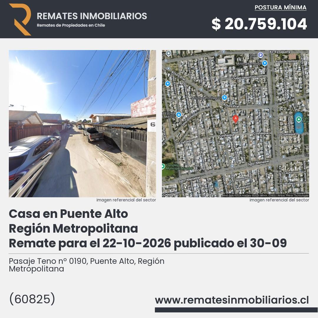 Imagen ficha Pasaje Teno nº 0190, Puente Alto, Región Metropolitana